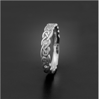 Narrow Borderless Infinity Wedding Ring with Gems  in 18K White Gold