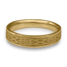 Narrow Celtic Diamond Wedding Ring in 14K Yellow Gold