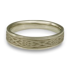 Narrow Celtic Diamond Wedding Ring in 18K White Gold