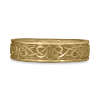 Narrow Celtic Hearts Wedding Ring in 14K Yellow Gold