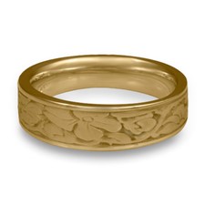 Narrow Cherry Blossom Wedding Ring in 14K Yellow Gold