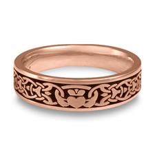 Narrow Claddagh Wedding Ring in 14K Rose Gold