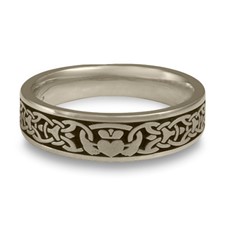 Narrow Claddagh Wedding Ring in 14K White Gold