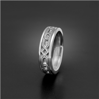 Narrow Hugs and Kisses Wedding Ring in 18K White Gold