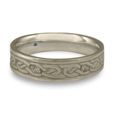 Narrow Infinity Wedding Ring with Gems in 14K White Gold
