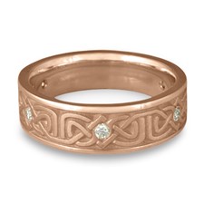 Narrow Labyrinth Wedding Ring with Gems in Diamond