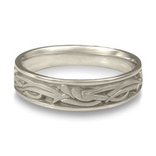 Narrow Paradise Flower Wedding Ring in Platinum