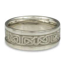 Narrow Self Bordered Labyrinth Wedding Ring in Platinum