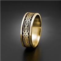 Narrow Self Bordered Persian Wedding Ring in 14K Yellow Gold