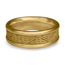 Narrow Self Bordered Trinity Knot Wedding Ring in 14K Yellow Gold