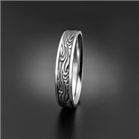 Narrow Starry Night Wedding Ring in 18K White Gold