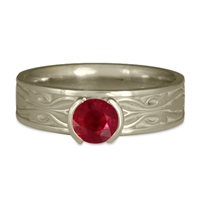 Narrow Tulip Braid Engagement Ring in Ruby