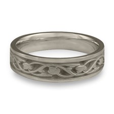 Narrow Tulips and Vines Wedding Ring in Stainless Steel