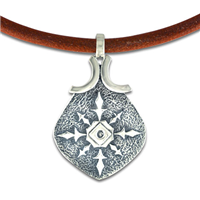 North Star Leather Pendant in Sterling Silver