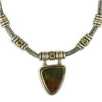 One of a Kind Ammolite Sky Necklace in 18K Yellow Gold Design w Sterling Silver Base