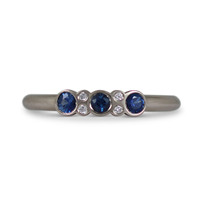 One of a Kind Azure Ring with Sapphires and Diamonds in 14K White Gold