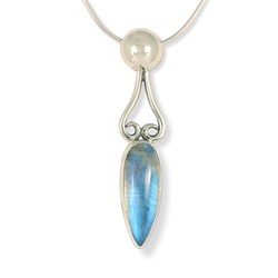 One of a Kind Blue Moonstone Dome Pendant in Sterling Silver
