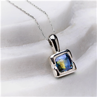 One of a Kind Blueshift Pendant with Parti Sapphire in 14K White Gold