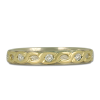 One of a Kind Borderless Rope Ring with Diamonds in 18K Yellow Gold Borders w 14K White Gold Center & Base