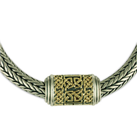 One of a Kind Byzantine Necklace in 14K Yellow Gold Design w Sterling Silver Base