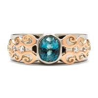 One of a Kind Caroline Ring with Aquamarine in Two Tone