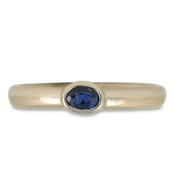 One of a Kind Classic Comfort Fit Engagement Ring with Sapphire in 14K White Gold