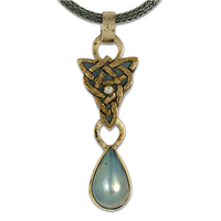 One of a Kind Grey Pearl Articulating Pendant in Two Tone