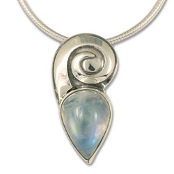 One of a Kind Moonstone Swirl Pendant in Sterling Silver