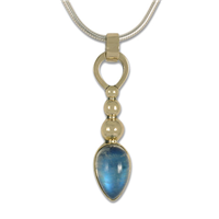 One of a Kind Parabola Moonstone Pendant in Two Tone