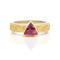 One of a Kind Petra Ring with Trilliant Pink Tourmaline in Pink Tourmaline