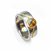 One of a Kind River Ring with Sphene in Two Tone