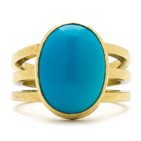 One Of A Kind Robin s Egg Turquoise Ring in 14K Yellow Gold