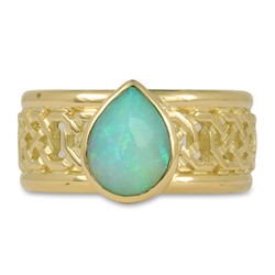 One of a Kind Shannon Window Ring with Ethiopian Opal in 18K Yellow Gold