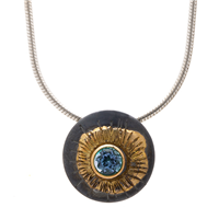 One of a Kind Solar Flare Pendant in London Blue Topaz