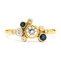 One of a Kind Star Burst Ring in 14K Yellow Gold