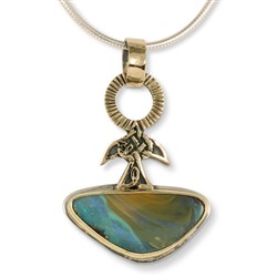 One of a Kind Swallow Boulder Opal Pendant in 14K Yellow Gold & 18K Yellow Gold w Sterling Silver