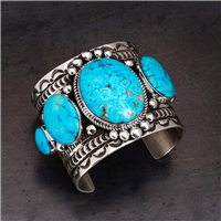 One of a Kind Turquoise and Sterling Silver Cuff in Sterling Silver