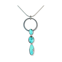 One of a Kind Turquoise Circle Drop Necklace SOLD in Sterling Silver