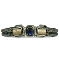 One of a Kind Wistra Bracelet with Iolite in 14K Yellow Gold Design w Sterling Silver Base
