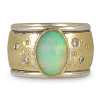 One of a Kind Wistra Ring with Opal SOLD in 18K Yellow Gold Design w Sterling Silver Base