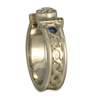 Open Beaded Rope Ring with Accent Gems in 14K White Gold