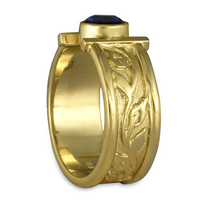 Open Flores Ring with Sapphire in 18K Yellow Gold