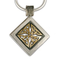 Orkney Pendant in 14K Yellow Gold Design w Sterling Silver Base