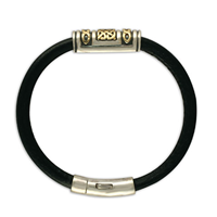 Orleans Leather Bracelet in 14K Yellow Gold Design w Sterling Silver Base