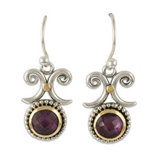 Passion Flower Earrings  in 14K Yellow Gold Design w Sterling Silver Base