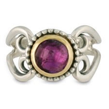 Passion Flower Ring in 14K Yellow Gold Design w Sterling Silver Base