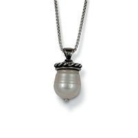 Pearl Acorn Pendant  in Sterling Silver