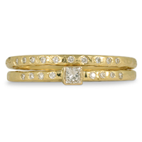 Playa Wedding Band and Engagement Ring Set in Diamond