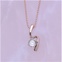 Quaver Drop Pendant w Portuguese Cut Moissanite in 14K Rose Gold