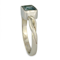 Rectangluar Aqua Twist Ring in 14K White Gold